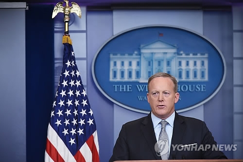 資料圖片:美國白宮發言人斯派塞(韓聯社)