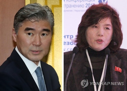 資料圖片:金成(左)與崔善姬(韓聯社)