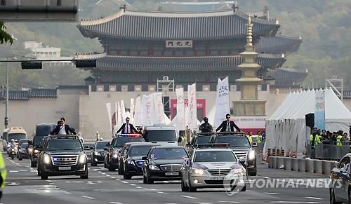 資料圖片:總統警衛車隊(韓聯社)