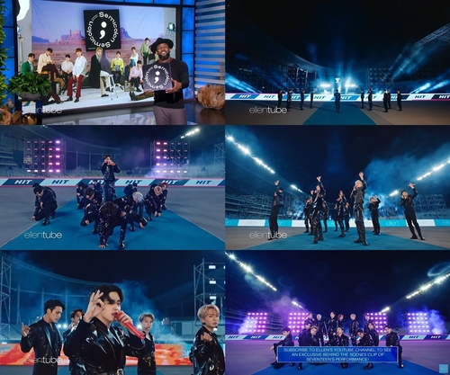 SEVENTEEN做客《艾倫秀》演唱《HIT》。 經紀公司供圖(圖片嚴禁轉載複製)