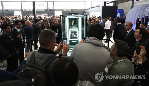 資料圖片:2019年世界行動通訊大會三星電子展位 韓聯社