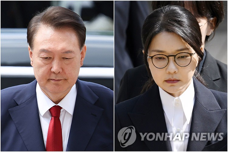 資料圖片:尹錫悅(左)和金建希 韓聯社/聯合攝影記者團