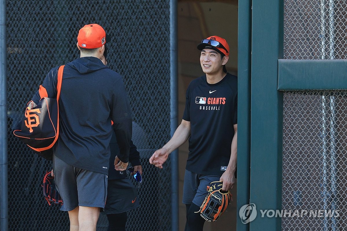 외야 수비 훈련 마친 샌프란시스코 이정후